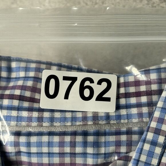 Peter Millar Shirt Men Medium Blue Purple Plaid Button Down Preppy Career Casual - Picture 9 of 9